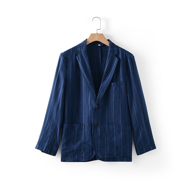 Casual Striped Linen Blazer