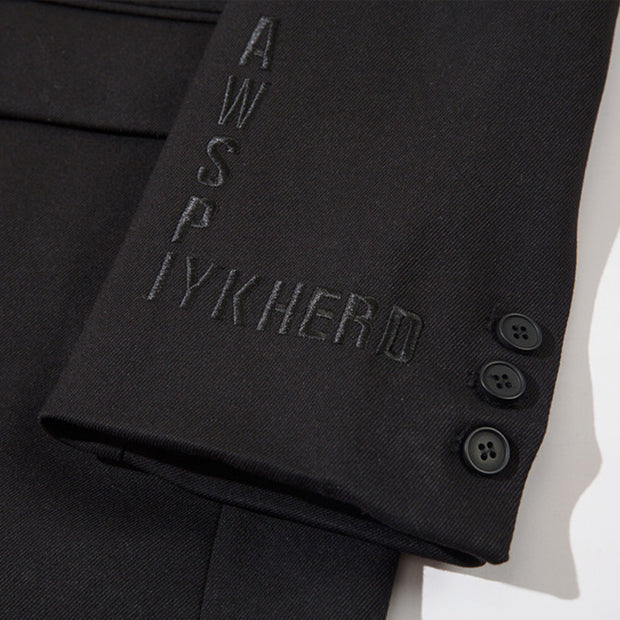 Black Embroidered Decorative Blazer