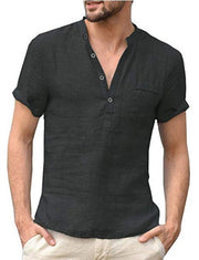 Casual Linen V-Neck Beach Shirt