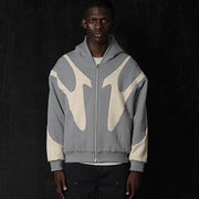 Geometric Pattern Zipper Hoodie