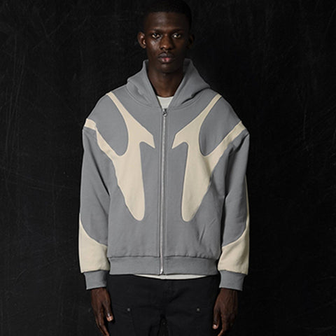 Geometric Pattern Zipper Hoodie