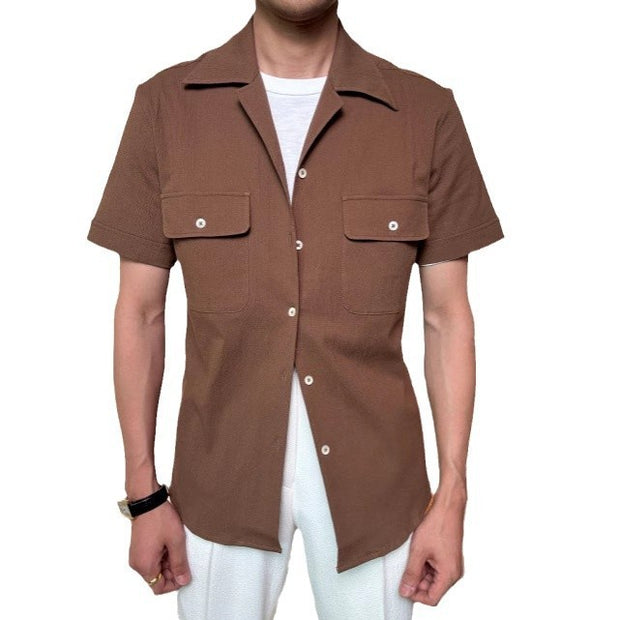 Cuban Collar Short Sleeve Shirt