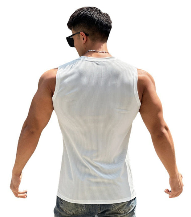 Men's Quick-Dry Striped Workout Vest – Sleeveless Summer Training Top