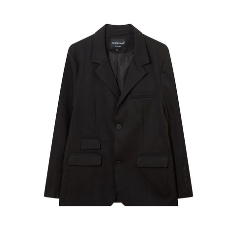 Black Embroidered Decorative Blazer