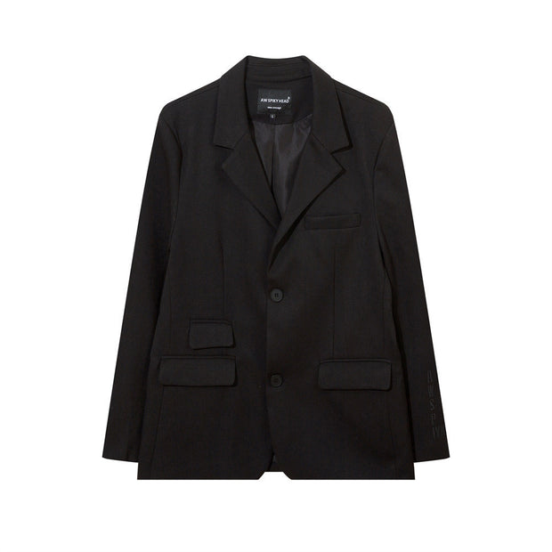Black Embroidered Decorative Blazer