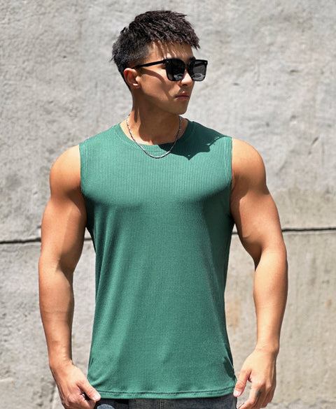Men's Quick-Dry Striped Workout Vest – Sleeveless Summer Training Top