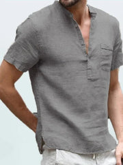 Casual Linen V-Neck Beach Shirt