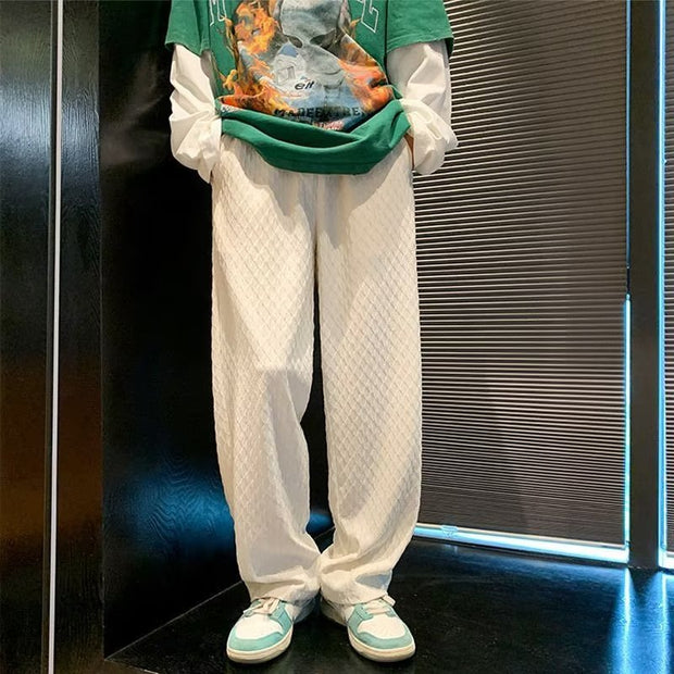 Jacquard Rhombus Draped Casual Pant