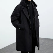 Layered Look Hooded Trench Coat