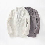 Casual Striped Linen Blazer