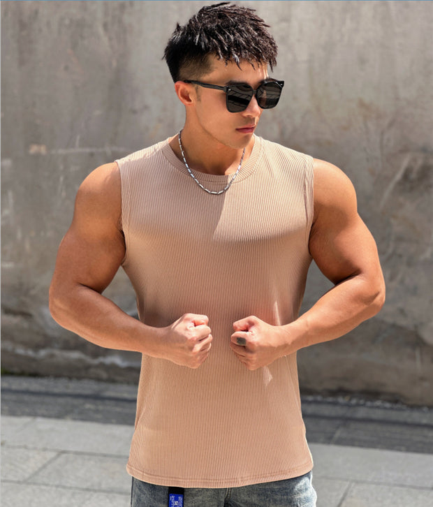 Men's Quick-Dry Striped Workout Vest – Sleeveless Summer Training Top