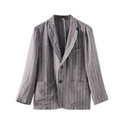 Casual Striped Linen Blazer