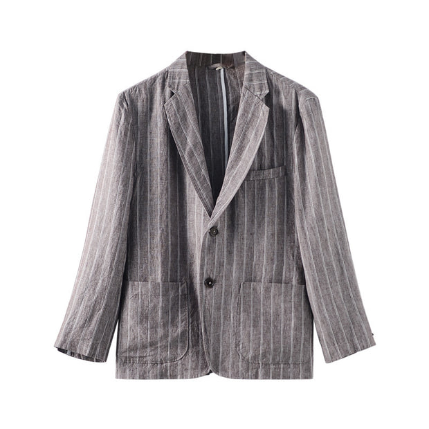 Casual Striped Linen Blazer