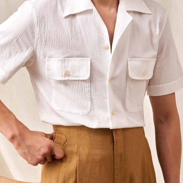 Cuban Collar Short Sleeve Shirt