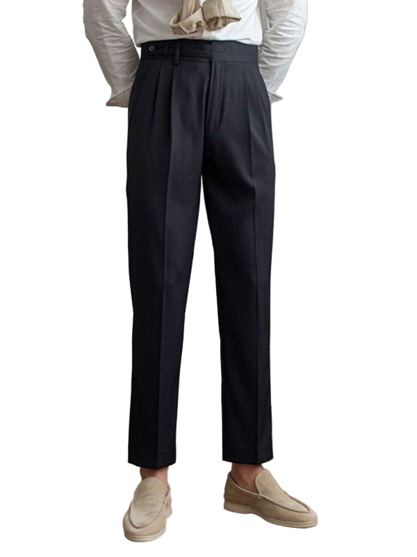 Mid-High Waist Straight Cropped British Pant