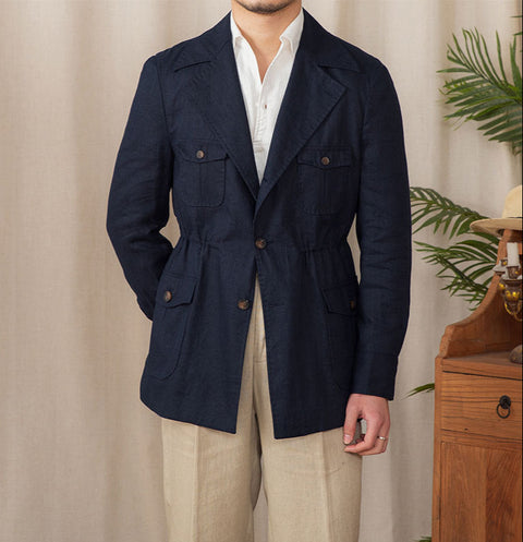 Tailored Retro Casual Linen Jacket