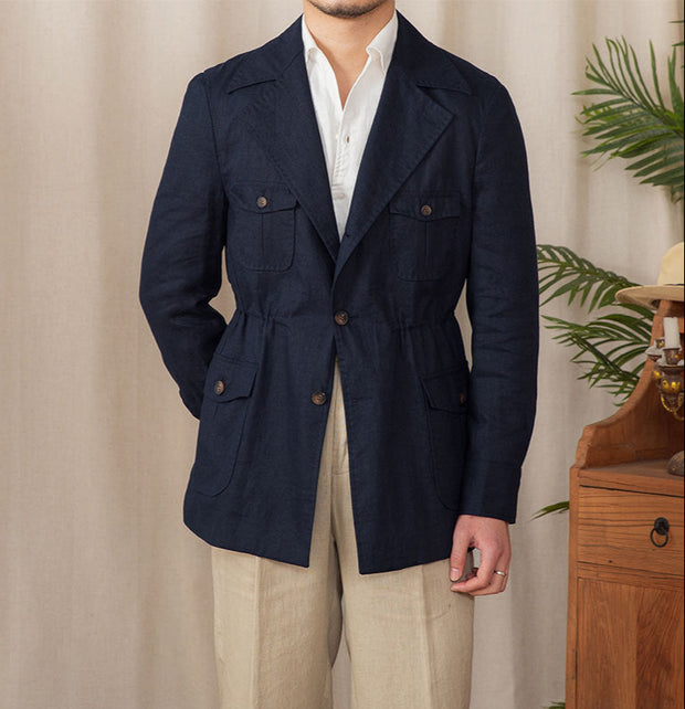 Tailored Retro Casual Linen Jacket